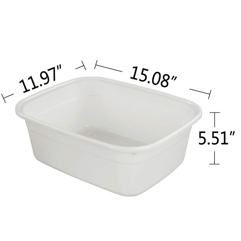 Lesbin 4-Pack 14 Quart Plastic Wash Basin/Dish Pan, White - Image 5